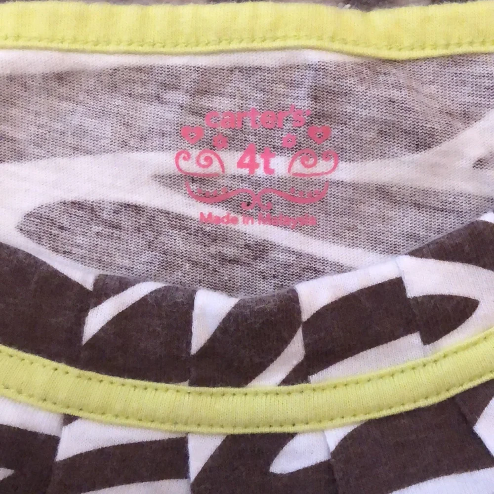 Carter’s Brown White Zebra Animal Print Pleated Swing Tank Top Size 4T
